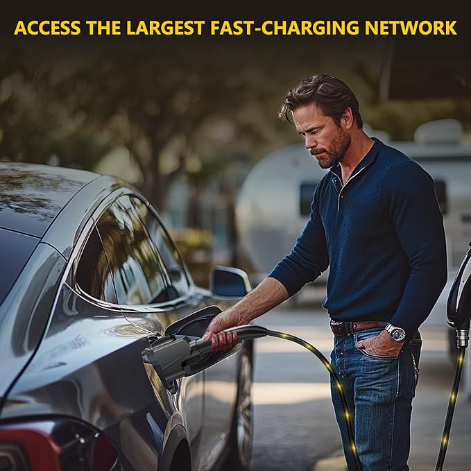 NACS to CCS1 Tesla Charger Adapter, Upgraded Max 500A 1000V nacs DC Adapter Fast Charge for EV Charging Tesla Supercharger Stations EV Charger Adapter Compatible with Ford GM Rivian Polestar EV