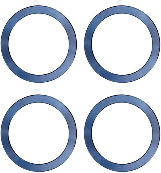 PATIKIL Universal CD Stripe Magnetic Adapter Ring, 4 Pcs Ultra-Thin Sticker Ring Adhesive Nickel-Iron Alloy for Phone Cases Holder Wireless Charging Car Mount Kit, Blue