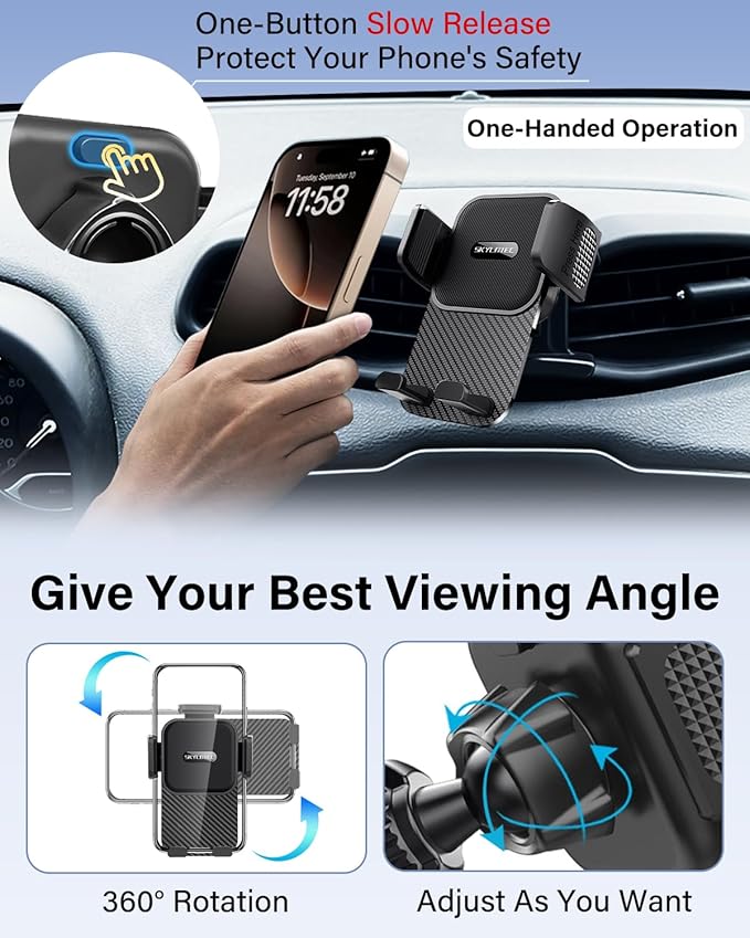 SKYLOTEC Car Phone Holder for Toyota Camry 2007 2008 2009 2010 2011 Accessories Automobile Cradles Phone Mount, Cell Phone Base Not Block Air Vent (Universal Holder)
