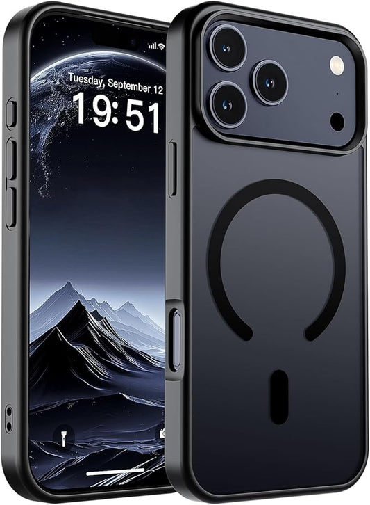 SUPFINE Magnetic for iPhone 17 Pro Max Case (Compatible with MagSafe)(Military Grade Drop Protection) Translucent Matte Shockproof with Anti-Fingerprint Phone Cover, Black