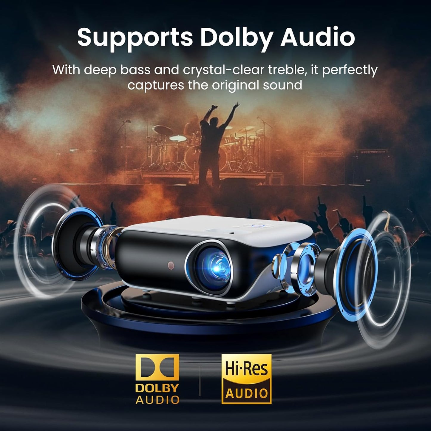 Official Licensed Google TV Smart Projector, HAPPRUN 4K UHD Home Theater with Dolby Sound, Wi-Fi & Bluetooth, Built-in Streaming Apps, Compatible with Games Consoles & Smartphone, Indoor & Outdoor Use