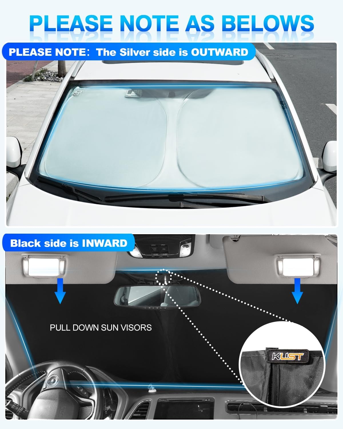 KUST Windshield Sun Shade for 2007–2012 Dodge Caliber Window Shade Sun Visor Cover Foldable Blocks UV Rays Keep Your Car Cooler