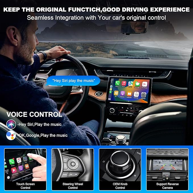 Wireless Carplay Retrofit Kit Decoder Module for Mercedes Benz NTG5.0 B C GLC CLA GLA Class W205 2015-2018 Year, Support Wireless Android Auto, Reverse Camera, Original Car OEM Control