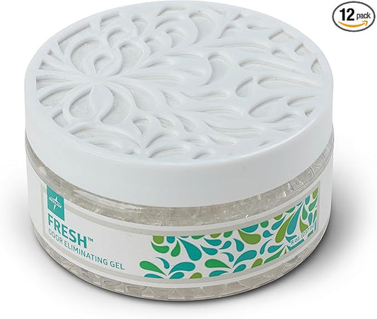 Medline Naturally Fresh Odor Eliminator Gel Beads, Neutral Scent with Eucalyptus & Clove, Air Freshener for Home, 8 oz. Jar, Pack of 12