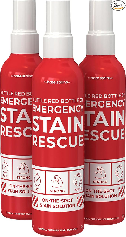 Emergency Stain Rescue Stain Remover Spray - Emergency Stain Spray for Laundry & Carpet - Upholstery & Fabric Treater - No Added Phosphates Wine & Coffee Spot Treatment - 3-Pack 4 Fl Oz Unscented
