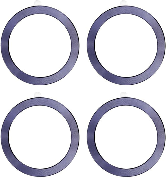 PATIKIL Universal CD Stripe Magnetic Adapter Ring, 4 Pcs Ultra-Thin Sticker Ring Adhesive Nickel-Iron Alloy for Phone Cases Holder Wireless Charging Car Mount Kit, Purple