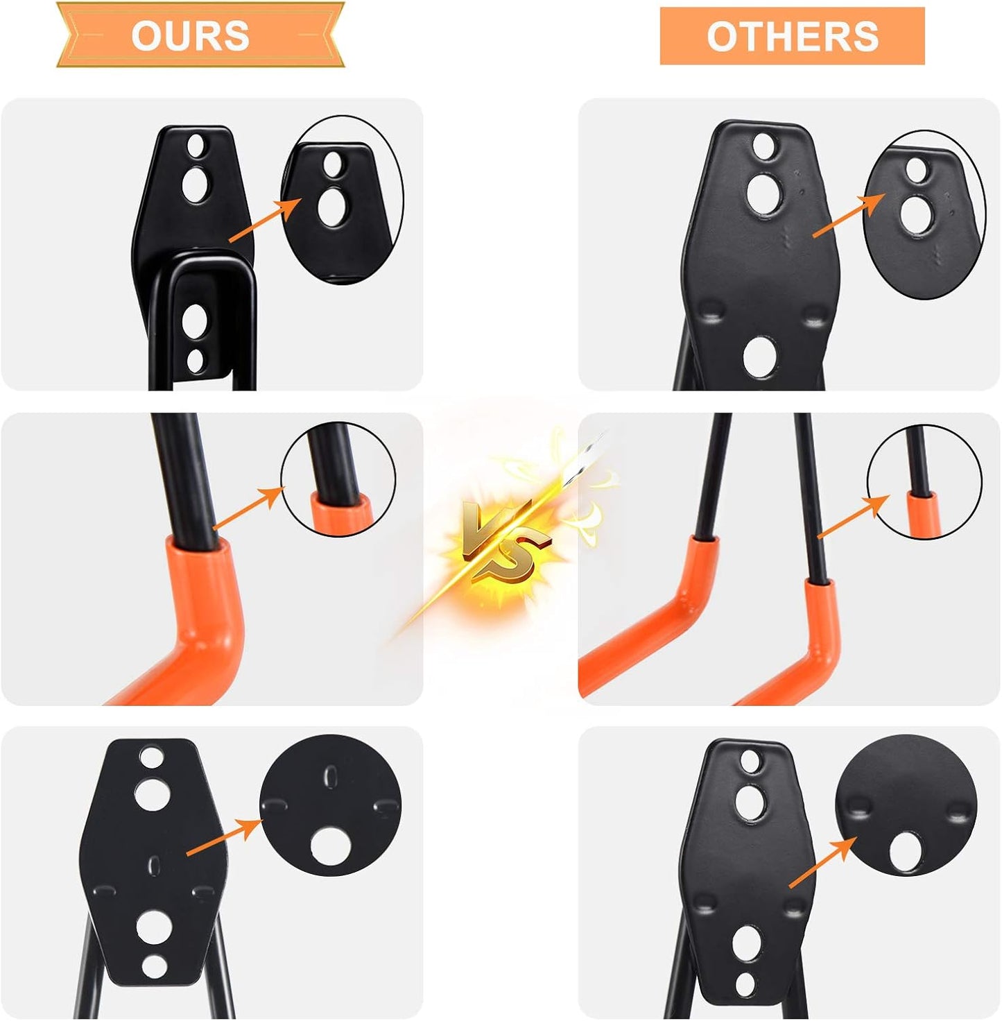 AOBEN Garage Hooks Heavy Duty, Steel Garage Storage Hooks, Utility Tool Hangers and Combinable Wall Mount for Organizing Ladder, Hold Chairs, Heavy Tools (Small U, 10 Pack)