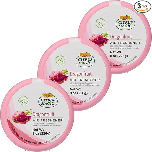 Citrus Magic Odor Absorbing Solid Air Freshener, Dragonfruit, 8-Ounce, Pack of 3