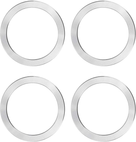 PATIKIL Universal CD Stripe Magnetic Adapter Ring, 4 Pcs Ultra-Thin Sticker Ring Adhesive Nickel-Iron Alloy for Phone Cases Holder Wireless Charging Car Mount Kit, Silver Tone
