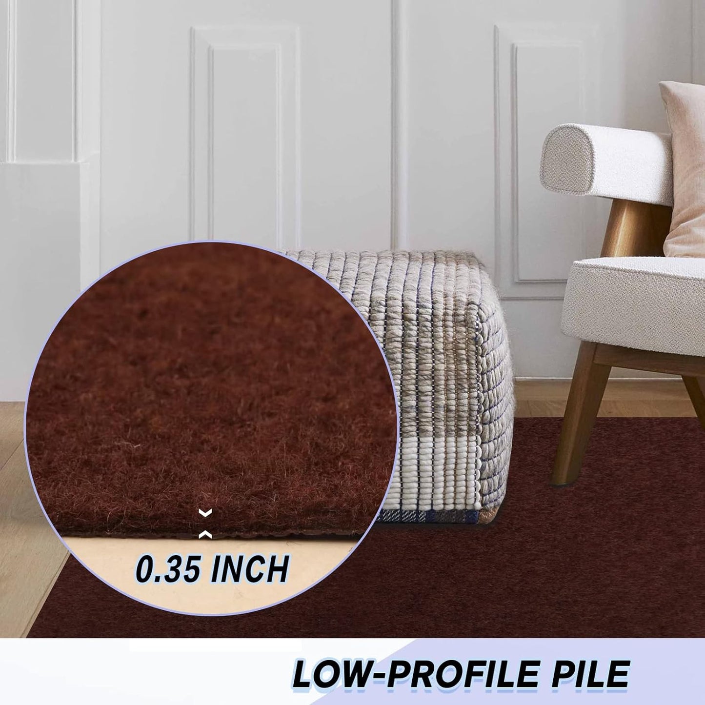 Custom Size Backed Non-Slip Area Rugs Runner, Easy Clean, Waterproof Runner Rugs for Hallway Entryway, Kitchen, Laundry, 3FT x 26FT, Brown
