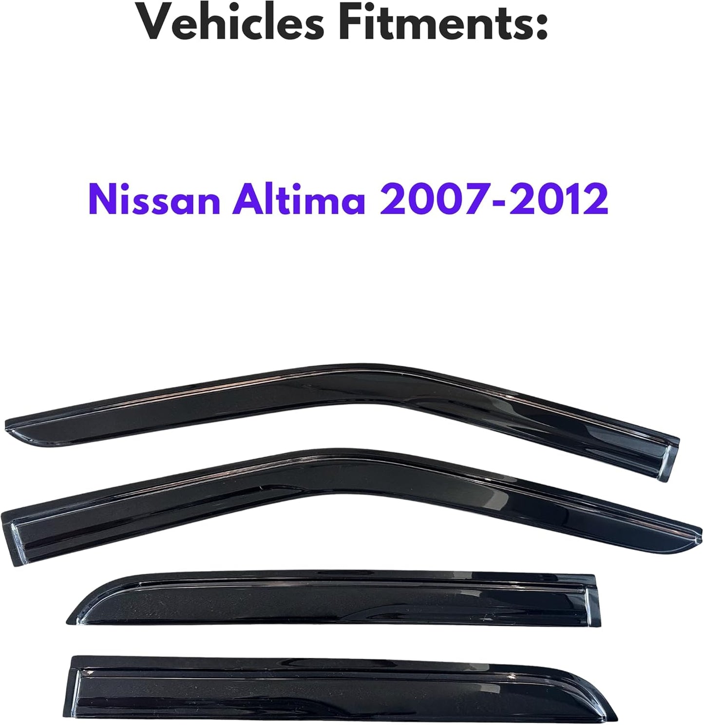 KPY Window Visor Compatible with Nissan Altima 2007-2012, 4PC Rain Guard Side Window Vent Deflectors Tape-On Mugen Style, 2007 2008 2009 2010 2011 2012