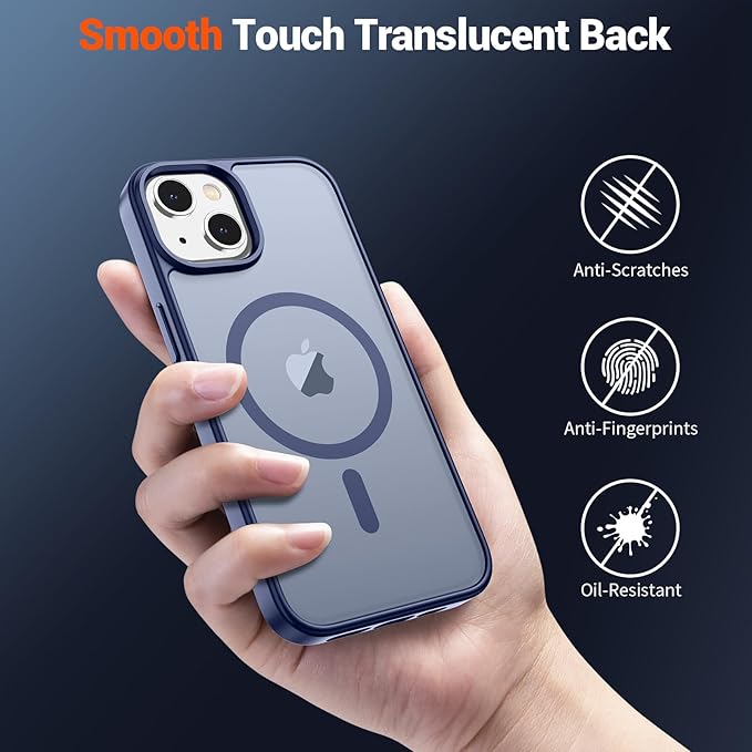 SUPFINE Magnetic for iPhone 14 Case & iPhone 13 Case (Compatible with MagSafe)(Military Grade Drop Protection) Slim Translucent Matte Shockproof Phone Cover,Lavender Gray