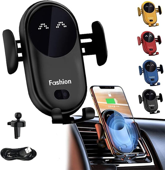Smart Car Wireless Charger Phone Holder, Fashion Car Charger, Smart Sensor Car Wireless Charger, Automatic PhoneHolder forCar, for All Phone (Black)