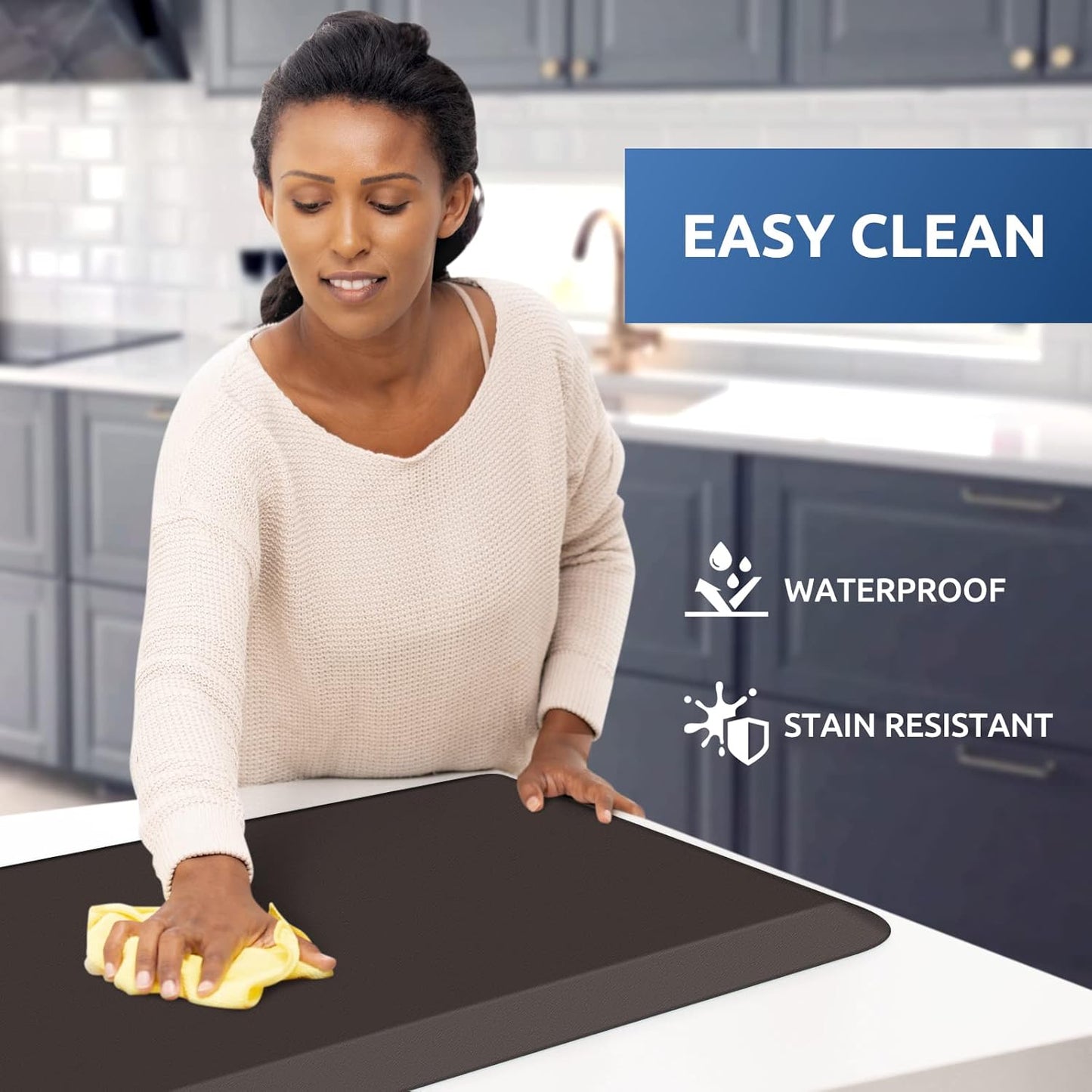 KitchenClouds Kitchen Mat Cushioned Anti Fatigue Kitchen Rug Non Slip Standing Mat Comfort Floor Mats for Sink Office (17.3"x28"- 0.8inch)