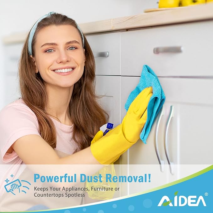 AIDEA Microfiber Cleaning Cloth-12PK, Soft Microfiber Towels for Cars, Absorbent Cleaning Rags, Lint-Free Streak-Free Wash Cloths for House, Kitchen, Window(12in.x12in)