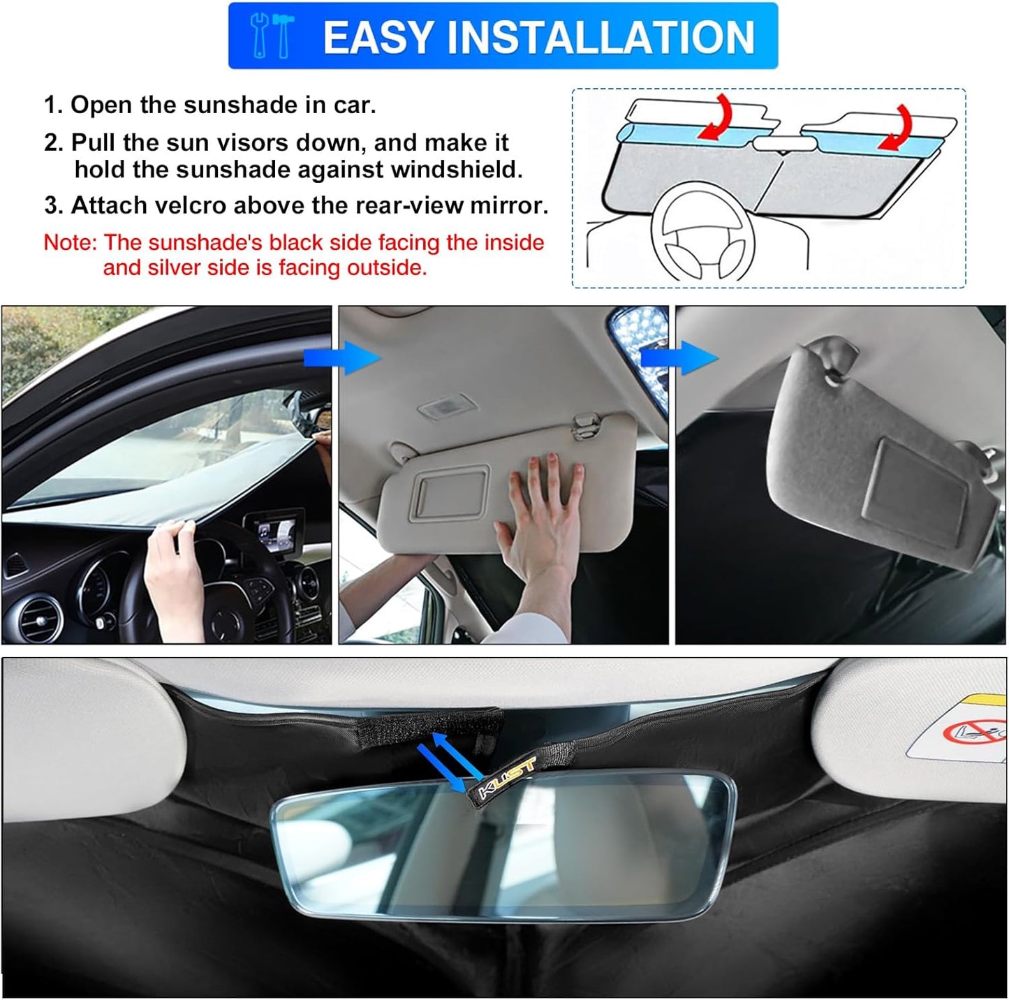KUST Windshield Sun Shade for 2022-2025 Volvo C40 Recharge, Core, Plus, Ultimate SUV Accessories Custom Fit Sunshade Sun Visor Protector Foldable Blocks UV Rays Keep Your Car Cooler