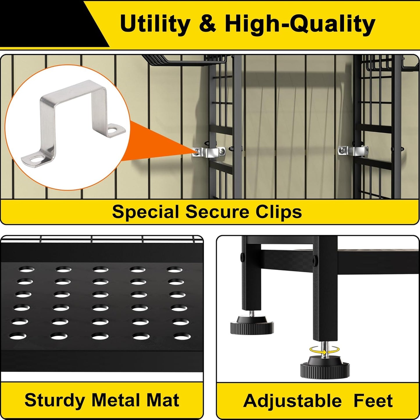3 Tier Garden Tool Organizer, Garage Storage and Organization, Metal Yard Tools Storage up to 78 Tools, Heavy Duty Garden Tool Organizer for Garage, Yard, Patio, Shed, Indoors and Outdoors, Black