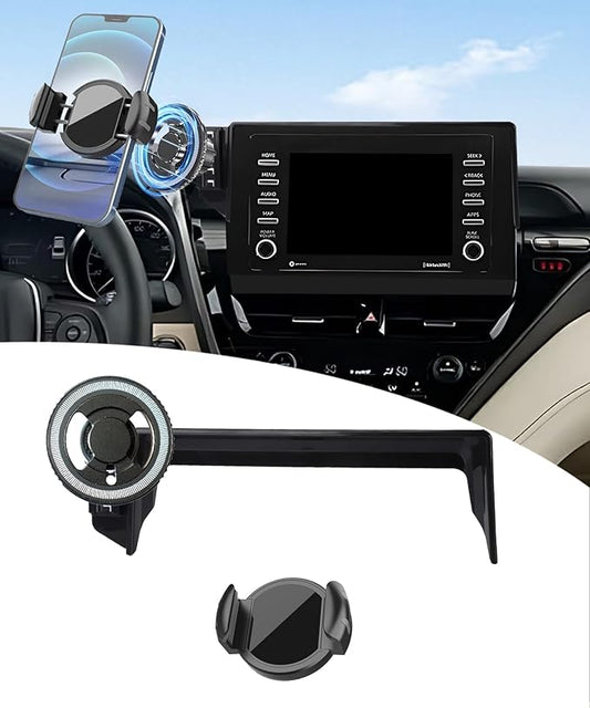 Magnetic Car Phone Mount for Toyota Camry 2021 2022 2023 2024 Accessories, for MagSafe Strong Magnets Cell Phone Holder 7-Inch Touch Screen Cradles, with Portable Phone Gripper 360° Rotation
