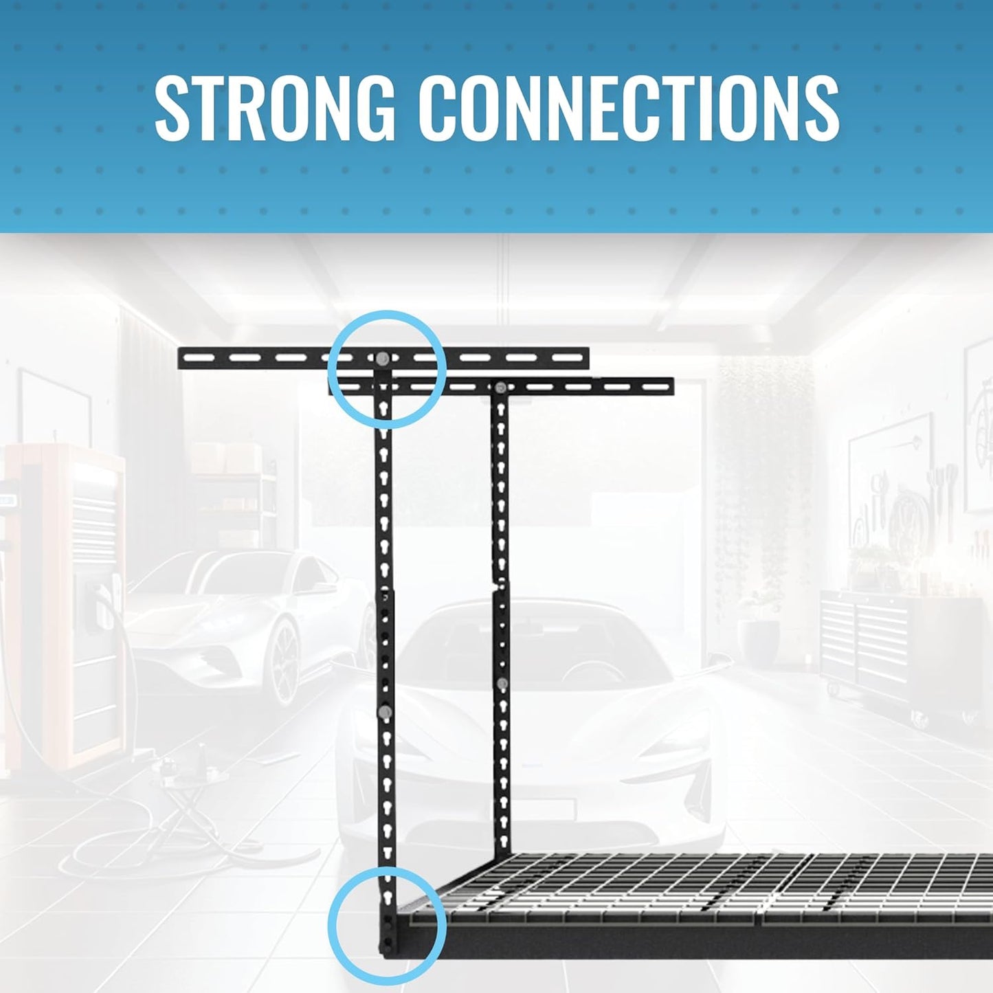 2-Pack 4 x 8 MonsterRax Overhead Garage Storage Rack, Ceiling Racks for Garage, Organization Shelving, Adjustable Hanging Shelf, Grey, 24"-45" Height Adjustment