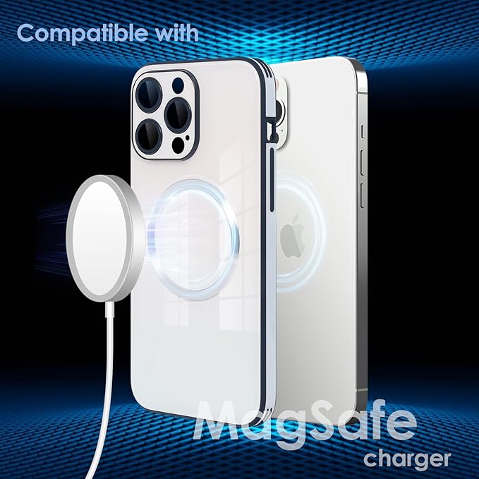 Guppy Compatible with iPhone 16 Pro Case Magnetic, with Full Camera Lens Protector [Compatible with MagSafe] Scratch Resistant Gradient Glass Back Cover Phone Case-White