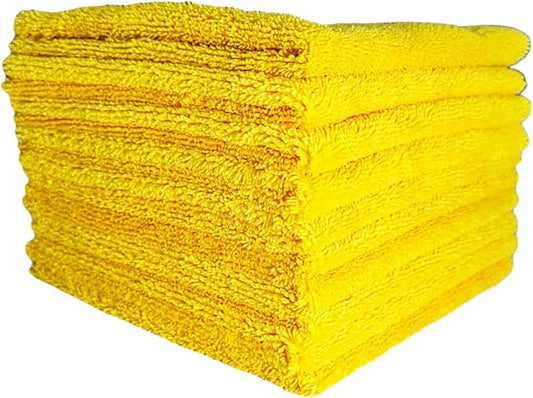 The Edge 360 Interior Microfiber Cleaning Towels, 16x16 inches, Premium Korean Quality, 360 GSM, Yellow, 10 Pack