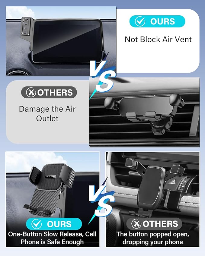 SKYLOTEC Car Phone Holder for Toyota C-HR CHR 2019 2020 2021 2022 Accessories 8-Inch Screen Fixed Clip, Automobile Cradles Phone Mount, Cell Phone Base Not Block Air Vent(Universal Holder)