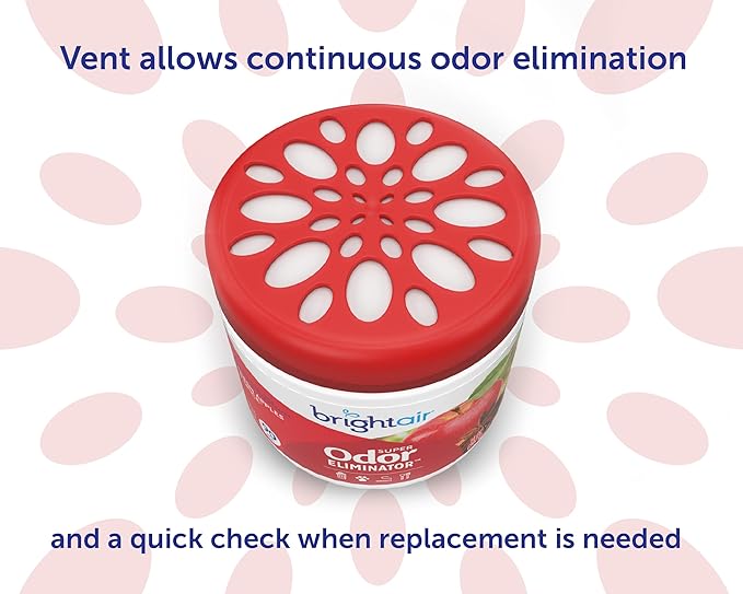 Bright Air 14 oz. Super Odor Eliminator, for Medium-Size Spaces, Fresh Apples & Spice Scent, Case of 6, Lasts Up to 90 Days Each