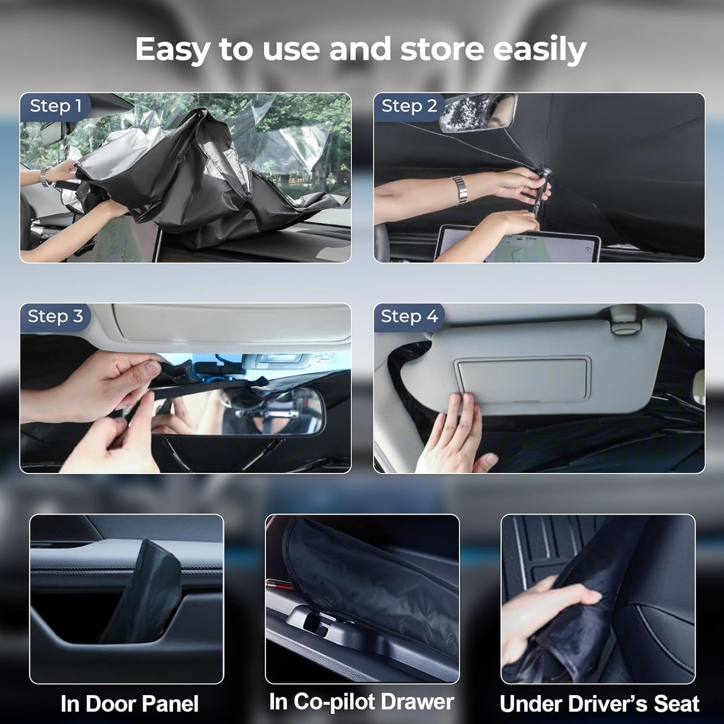 Windshield Sun Shade Umbrella for 2022-2025 Hyundai Ioniq 5 Accessories: Custom Fit 240T Silver, Double Thickened, Foldable Sunshade Window Sun Visor, Ultimate 99% UV Blocking for SE, SEL, Limited