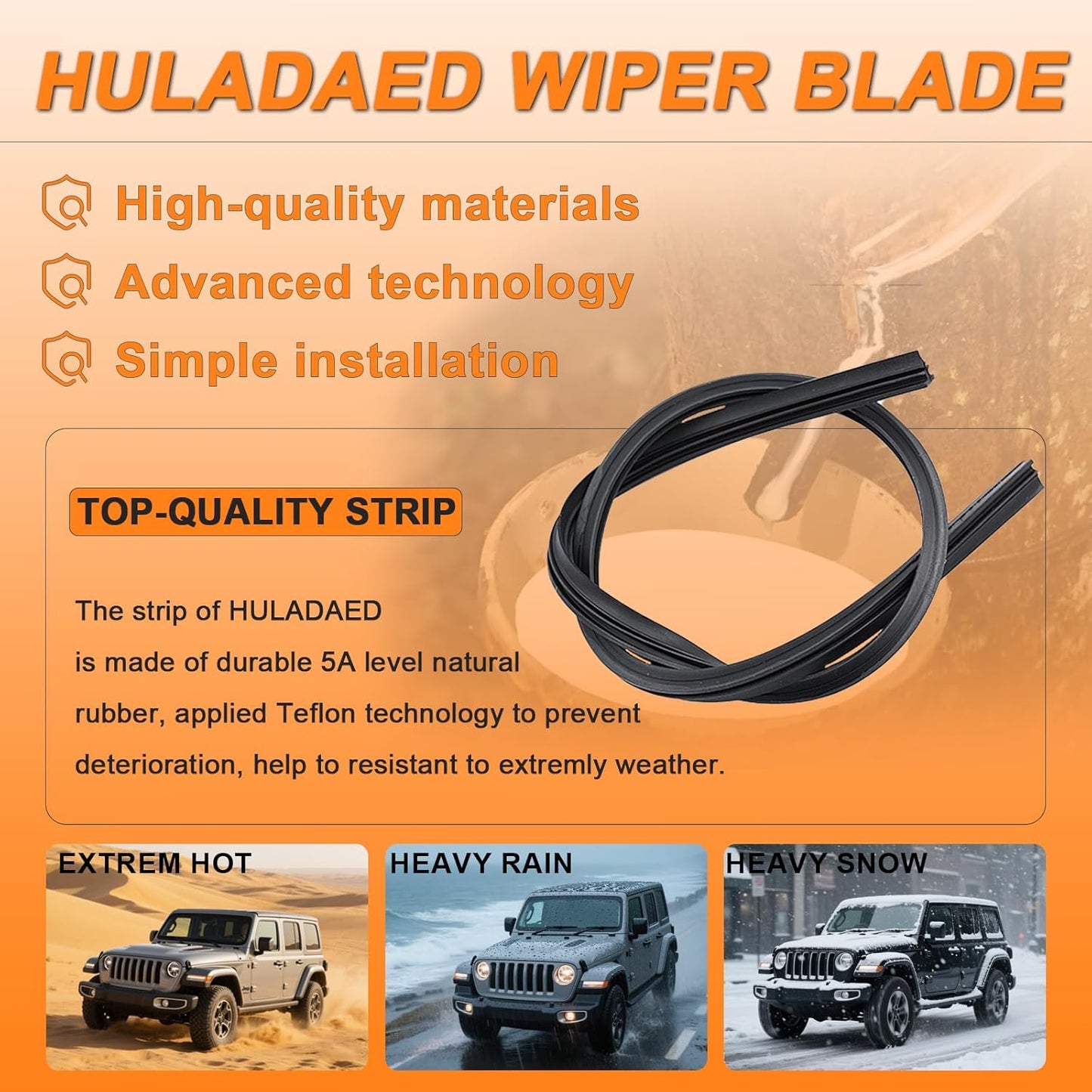 HULADAED® 24'' 14'' 9'' Windshield Wipers Replacement for Chevy/Chevrolet Spark 2022-2016,Silicone Front Rear Wiper blades for MY Car-All Weather & Quiet(3 PACK)