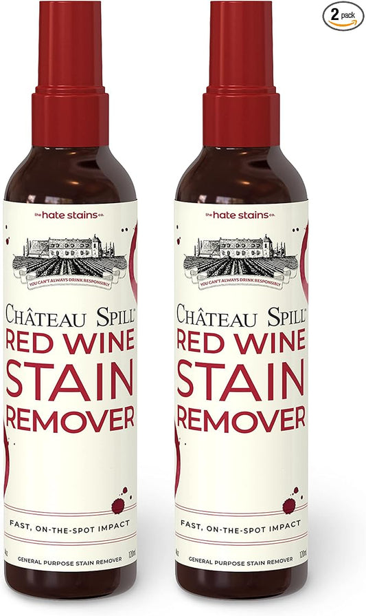 Chateau Spill Wine Stain Remover Spray - Laundry Stain Remover Spray - EPA Safer Choice Certified Carpet Cleaner - 4 Fl Oz (Pack of 2)
