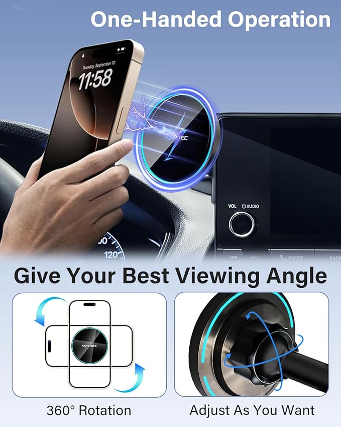 Phone Holder for BMW 7 Series i7 2023 2024 2025 Accessories 14.9-Inch Screen Fixed Clip, Car Magnetic Phone Mount Compatible with MagSafe, Strong Magnets Fast Wireless Charger Cell Phone Base