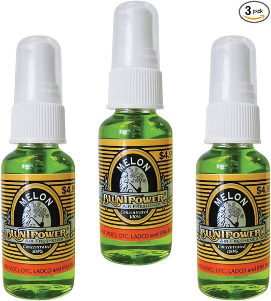 BluntPower (Melon, 3 Pack) Concentrated Air Freshener - Premium Oil Based Air Freshener Spray For Home and Car - Long-Lasting Bathroom Spray, Car Freshener, & Odor Eliminator Spray