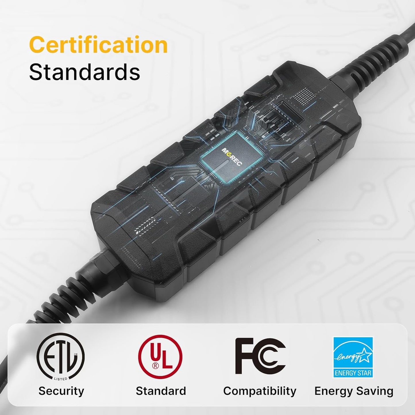 Level 2 EV Charger ETL Certified, 30A 7.2KW Home Charging Station, Plug-in NEMA 10-30, Portable EV Charger with 25FT Cable for SAE J1772 Cars
