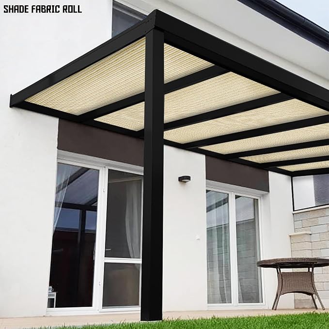TANG Sun Shade Fabric Roll 8'x87' Shade Cloth for Garden Beige HDPE Mesh Shading Pergola Cover Replacement Canopy, 95% Blockage Sunshades for Outdoor Patio Backyard Plant