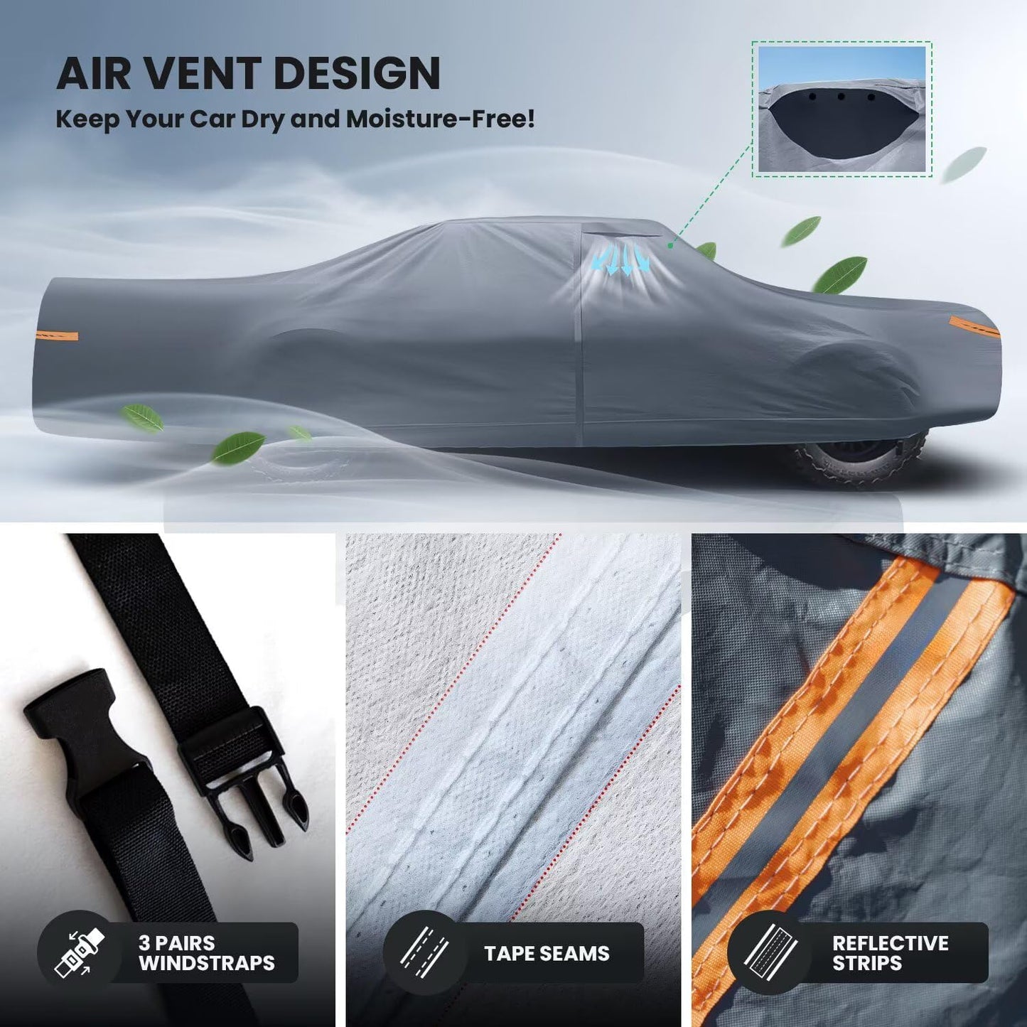 Waterproof Plymouth Fury(1956-1989) Car Cover with Breathable Vents, [2025 Upgrade] Premium Covers with Cotton Liner and Zipper Door, Sun Rain Snow Dust Uv Protection.(Gift with Towel)