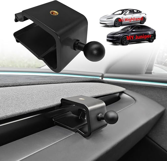 BestEvMod Dashboard Car 1/4 Screw Mount Phone Holder Tablet Mag Safe Compatible with Refreshed Tesla Model Y Juniper Model 3 Highland fits for All Phones & Android 360° (17mm Ball Joint Only)