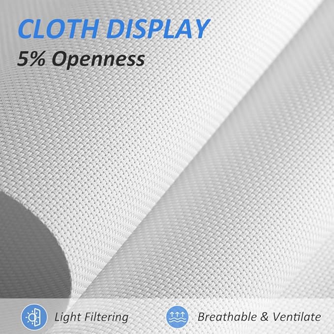 LUCKUP Light Filtering Roller Shades for Windows, Cordless Semi Sheer Solar Blinds with 5% Openness Free-Stop Window Shades for Home & Office, White 27" W x 72" L