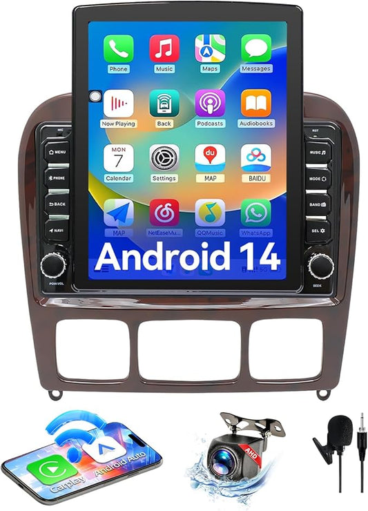 Android 14 Car Radio Compatible with Mercedes Benz S-Class W220 1998-2005,4G+64GB,9.7" Touch Screen Car Stereo with Wireless Carplay Android Auto,FM/GPS/SWC/Mirror Link/Backup Camera