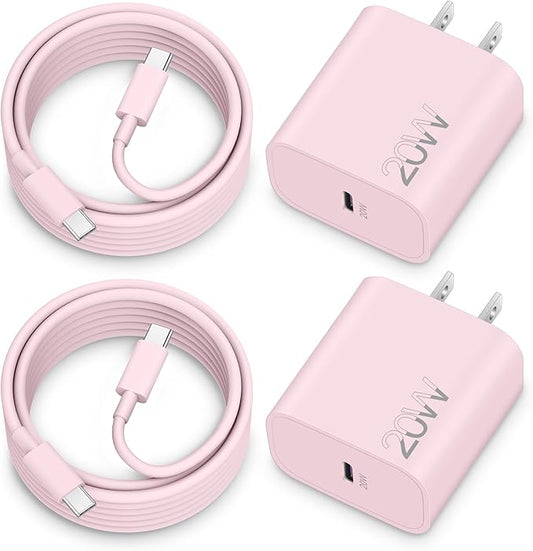 iPhone 17e/17/16e/16 Charger Fast Charging, 2Pack 20W USB C Wall Charger Block Cube with 6FT USB C Cable Cord for iPhone 17e/17/17 Pro Max/Air/16e/16/15 Pro Max/Plus, iPad Pro 13/12.9/11 inch, AirPods