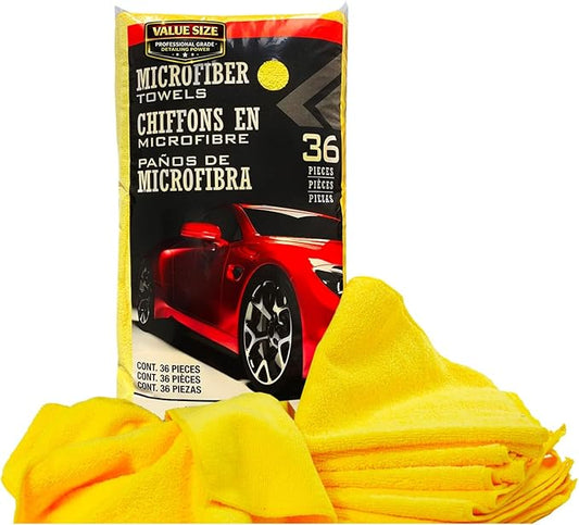 Ultra Plush Premium Microfiber Towels, Large, Yellow, 36 Count per Bag (4 Count)