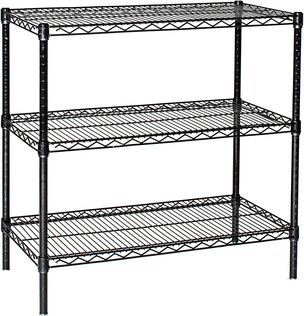 Omega 21" Deep x 72" Wide x 86" High 3 Tier Black Starter Shelving Unit