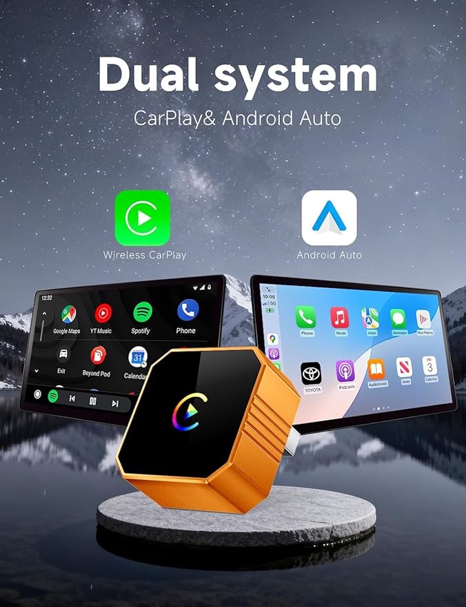 2026 Mini Wireless CarPlay Adapter, Wired to Wireless CarPlay & Android Auto Dongle, Plug and Play, Stable Zero Latency, Compatible for iPhone iOS 10+ & Android 11+