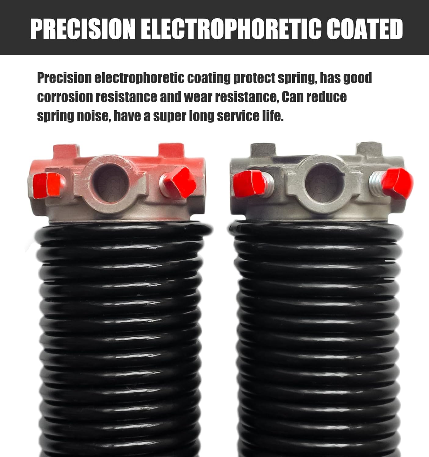 Garage Door Torsion Spring Set, Pair of 2" Electrophoresis Coated Garage Door Spring Replacement with 2 Non-Slip Winding Bars and Bearing, Minimum 16000 Cycles (.243x2x32")