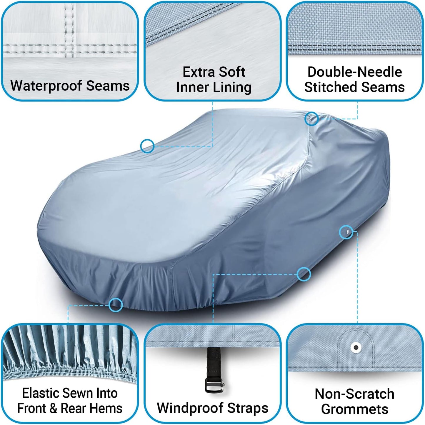iCarCover Premium Car Cover for 1984-1991 Pontiac 6000 Wagon Heavy Duty Waterproof All-Weather Automobiles Custom Fit Indoor Outdoor UV Snow Protection Covers with Straps and Bag