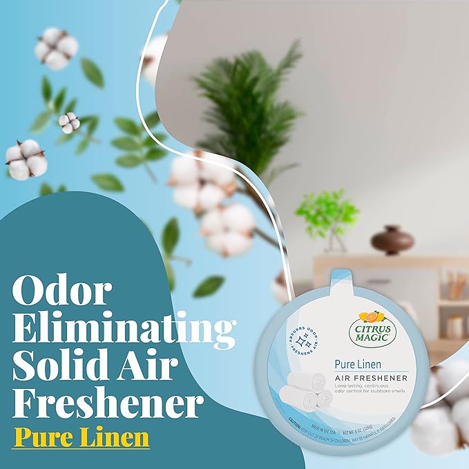 Citrus Magic Solid Air Freshener Pure Linen, Pack of 2, 8-Ounces Each