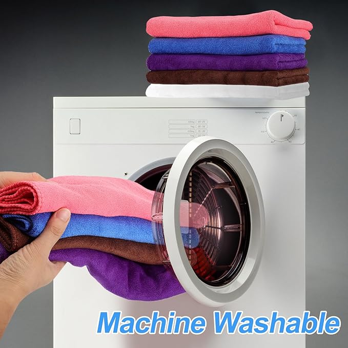 HARFINGTON 2 Pack Microfiber Cleaning Cloth, 63" x 24" Multi-Functional Cleaning Towels Reusable Absorbent Rags for Car Wash Kitchen Household Window Clean, Sapphire Blue