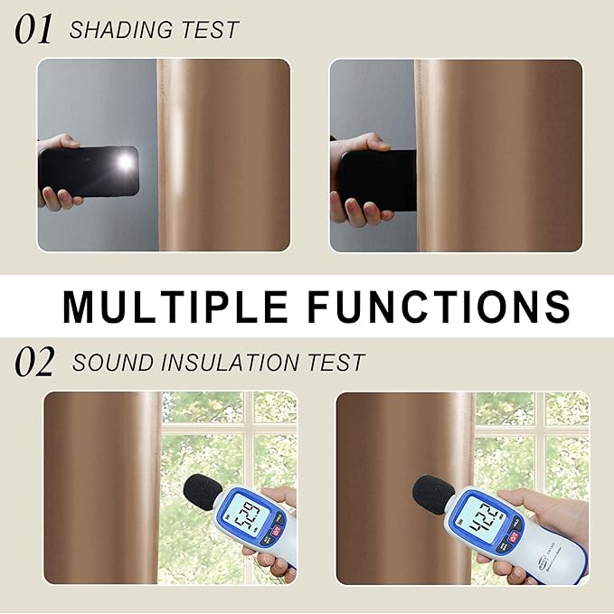 XWZO 100% Blackout Curtains with Tiebacks- 2 Thick Layers Completely Shaded Window Treatment Thermal Insulated Lined Drapes for Bedroom/Patio Door, Grommet, Cappuccino, W38 x L54, Set of 2 Panels