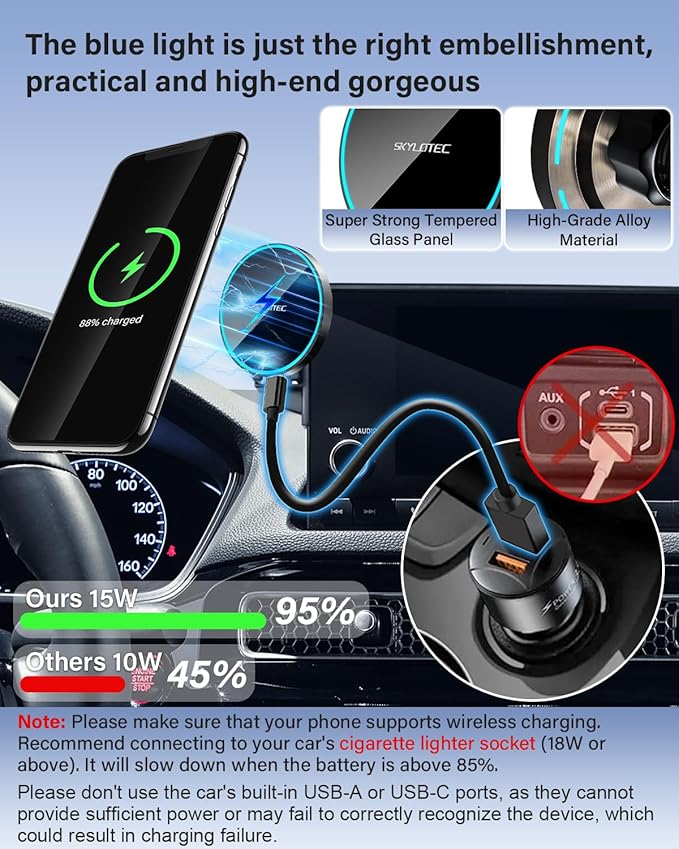 SKYLOTEC Phone Holder for BMW X2 2022 2023 Accessories 10.25-Inch Screen Fixed Clip, Car Magnetic Phone Mount Compatible with MagSafe, Strong Magnets Fast Wireless Charger Cell Phone Base