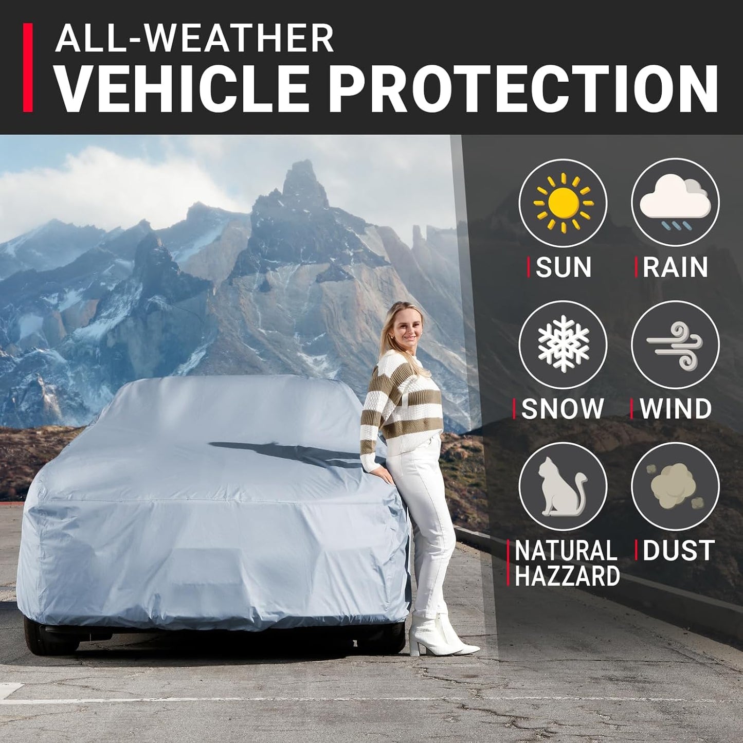 iCarCover Premium Car Cover for 1971-1976 Buick Lesabre Heavy Duty Waterproof All-Weather Automobiles Custom Fit Indoor Outdoor UV Snow Protection Covers with Straps and Bag