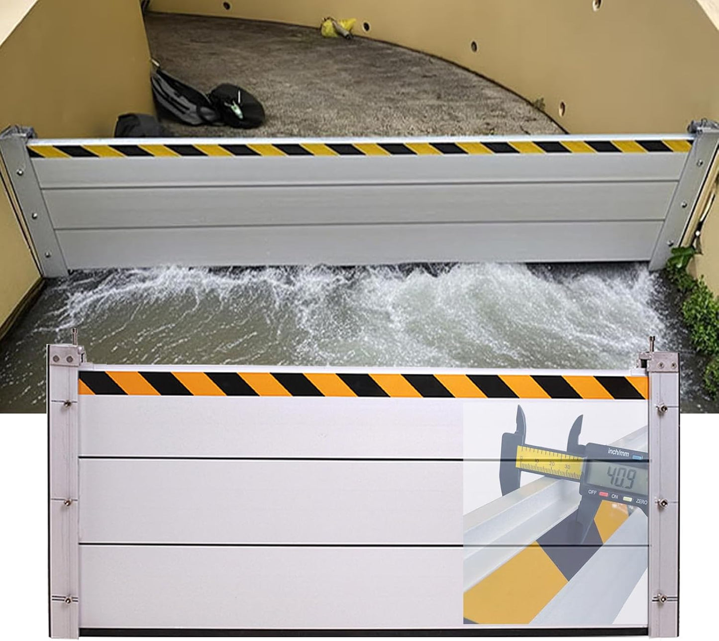 Reusable Heavy Duty Aluminum Flood Barriers for Home Exterior, Flood Protection Barriers Water Barrier Door Quick Detachable Garage Doors Detachable Mobile Rain Water Baffle ( H 23.6 inch L 16FT)